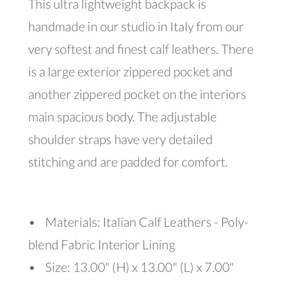 NWOT Borlino black Italian leather backpack - Picture 7 of 7